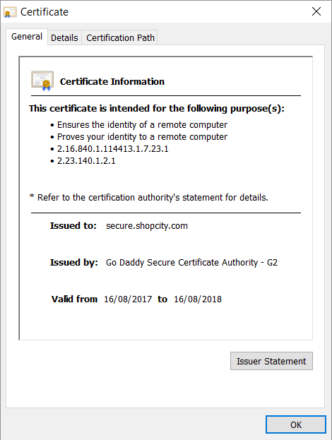 Wrong Cert for Sites