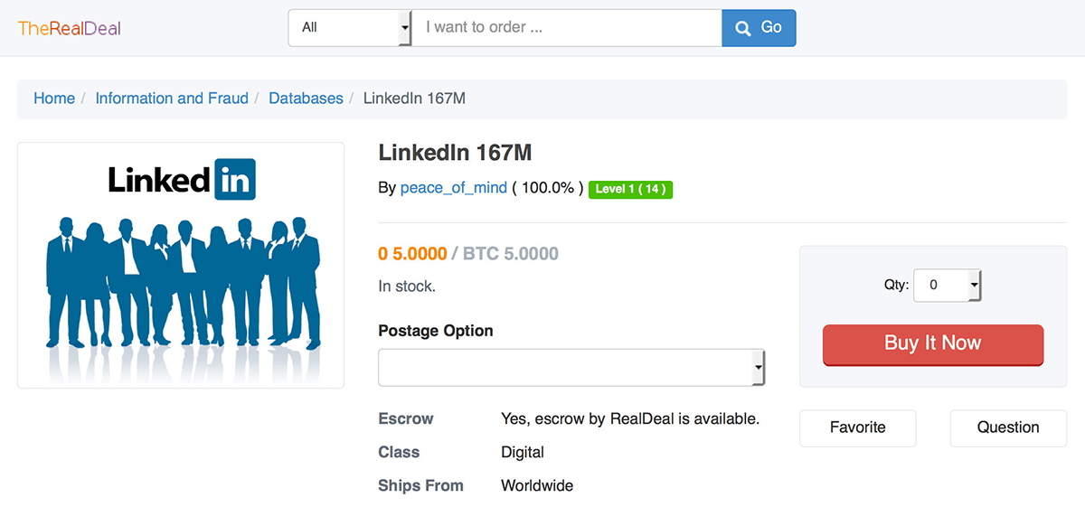 LinkedIn for sale on the Real Deal marketplace