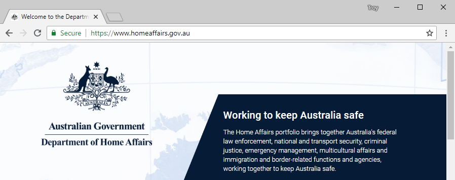 Australian Home Affairs Website Loaded Over HTTPS